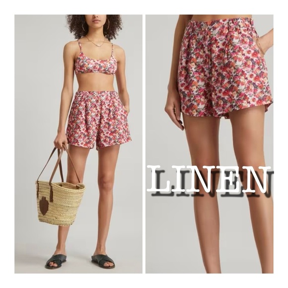 $200 ONIA -Liberty 100% Linen Floral Shorts NWT - Picture 1 of 11
